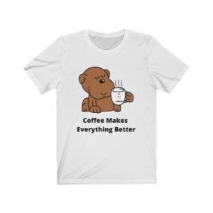 Coffee Drinking Dog Tee | Gift | Dog Lovers | Coffee Lovers| Unisex Jersey Short Sleeve Tee