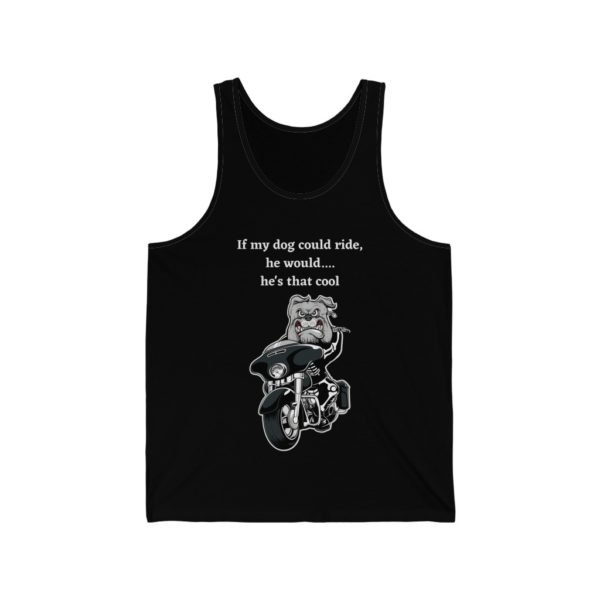Bulldog on a Motorcycle | Dog Gift | Motorcycle Gift | Biker Gift | Unisex Jersey Tank - Image 2