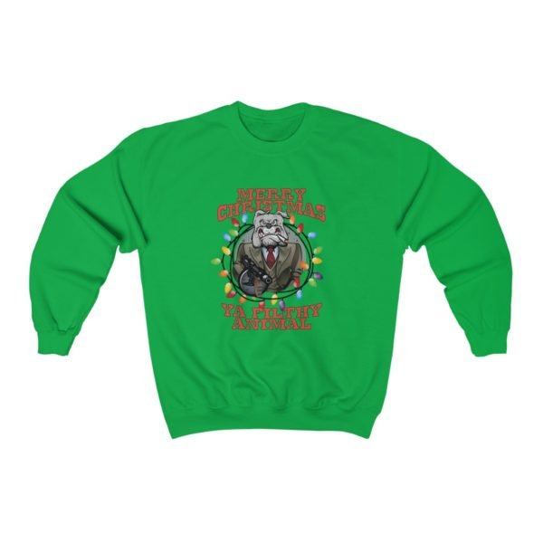 Bulldog Sweatshirt | Merry Christmas Ya Filthy Animal | Unisex Heavy Blend™ Crewneck Sweatshirt - Image 3