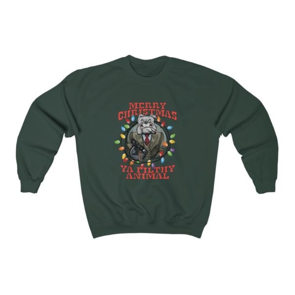 Bulldog Sweatshirt | Merry Christmas Ya Filthy Animal | Unisex Heavy Blend™ Crewneck Sweatshirt - Image 4