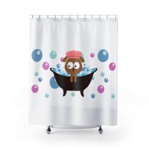 Happy Dog Bath Time Bubbles Shower Curtain