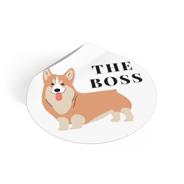 Shiba Inu Sticker | The Boss | Round Vinyl Sticker | Gift - Image 2