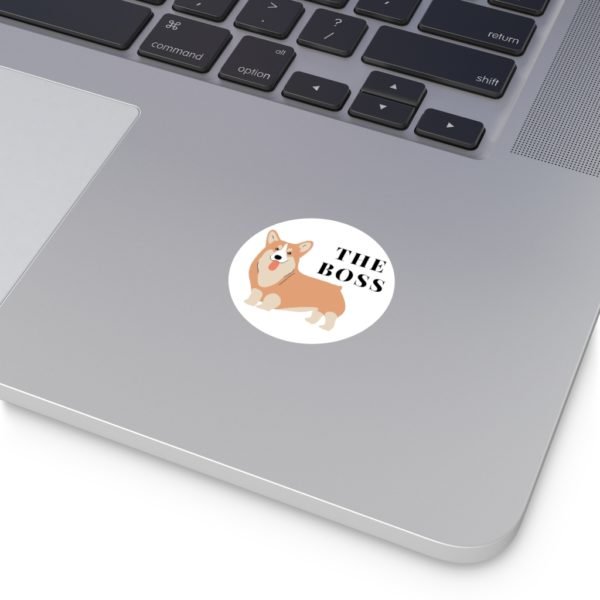 Shiba Inu Sticker | The Boss | Round Vinyl Sticker | Gift - Image 4