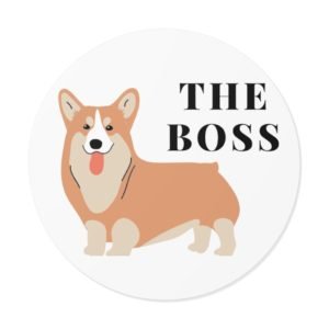 Shiba Inu Sticker | The Boss | Round Vinyl Sticker | Gift