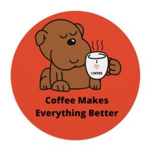 Coffee Drinking Dog Mousepad | Gift | Dog Lovers | Coffee Lovers | Mousepad