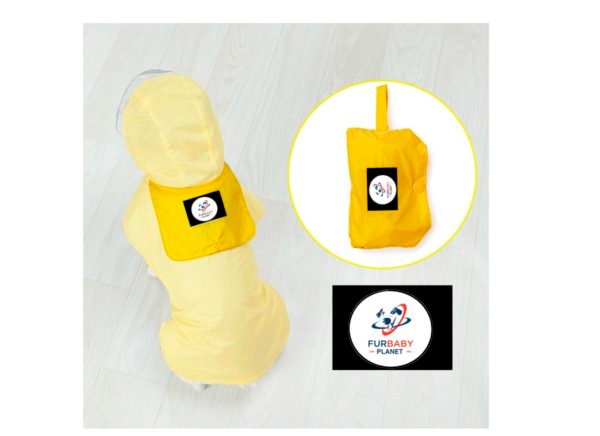 Furbaby Planet Classic Yellow Dog Raincoat | Jacket | Slicker | Poncho | Transparent Hood | Compact | Lightweight | Portable | Sustainable | Waterproof - Image 2